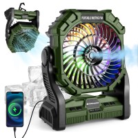 Odoland Portable Misting Fan 20000Mah Camping Fan With Rgb Light 250Ml Water Tank Battery Operated Rechargeable Mister Tent