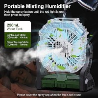 Odoland Portable Misting Fan 20000Mah Camping Fan With Rgb Light 250Ml Water Tank Battery Operated Rechargeable Mister Tent