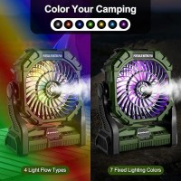 Odoland Portable Misting Fan 20000Mah Camping Fan With Rgb Light 250Ml Water Tank Battery Operated Rechargeable Mister Tent