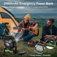 Odoland Portable Misting Fan 20000Mah Camping Fan With Rgb Light 250Ml Water Tank Battery Operated Rechargeable Mister Tent