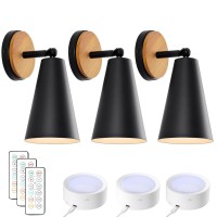 3 Pack Matte Black Battery Operated Wall Sconce Rechargeable Wall Sconce Wall Sconces Battery Operated With Remote Control Re