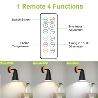 3 Pack Matte Black Battery Operated Wall Sconce Rechargeable Wall Sconce Wall Sconces Battery Operated With Remote Control Re