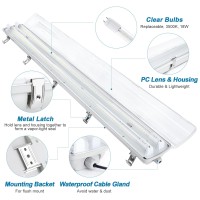 Brillihood Led Vapor Proof 4Ft Light Fixture 36 Watt 4000Lm 3500K Warm White Clear Cover Ip65 Waterproof 4 Long Overhead