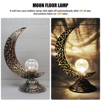 Moon Battery Powered Operated Lamp With Timer Home Cordless Decorative Lantern Speakeasy Decor Outdoor Table Lamps With Crackle Glass For Weddings Parties Patio Events Indoors Shelf Decor Ramadan Gift