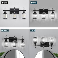 Zhizenl Bathroom Vanity Light 3 Lights Matte Black Bathroom Light Fixtures Over Mirror Modern Bathroom Lights With Crystal Sha