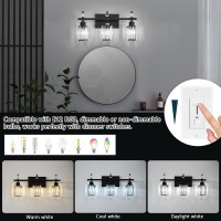 Zhizenl Bathroom Vanity Light 3 Lights Matte Black Bathroom Light Fixtures Over Mirror Modern Bathroom Lights With Crystal Sha