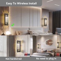 Camuucci Battery Operated Wall Sconce Rechargeable Battery Powered 12000Mah Wall Light Indoor Not Hardwired Remote Control Dimma