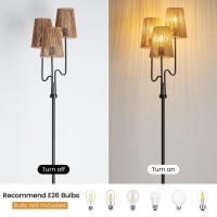 Boho Floor Lamp 68In Rattan Floor Lamp With Rattan Shade 3 Light Tree Standing Lamp For Bedroom Nursery E26 Socket Living Roo