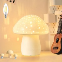 Bohon Mushroom Lamp Ceramic Bedside Table Lamp For Bedroom Nightstand Cute Night Light Led Small Lamp For Living Room Kids Hom