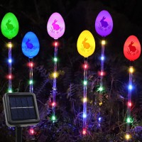 Oemuxu 6-Packs Solar Easter Egg Pathway Lights For Easter Decorations Outdoor,6-Color Easter Egg Decorations Lights, Waterproof Outdoor Solar Easter Lights For Garden Yard Pathway Lawn Grave