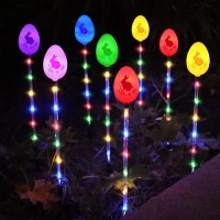 Oemuxu 6-Packs Solar Easter Egg Pathway Lights For Easter Decorations Outdoor,6-Color Easter Egg Decorations Lights, Waterproof Outdoor Solar Easter Lights For Garden Yard Pathway Lawn Grave