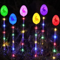 Oemuxu 6-Packs Solar Easter Egg Pathway Lights For Easter Decorations Outdoor,6-Color Easter Egg Decorations Lights, Waterproof Outdoor Solar Easter Lights For Garden Yard Pathway Lawn Grave