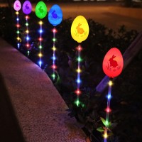 Oemuxu 6-Packs Solar Easter Egg Pathway Lights For Easter Decorations Outdoor,6-Color Easter Egg Decorations Lights, Waterproof Outdoor Solar Easter Lights For Garden Yard Pathway Lawn Grave