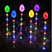 Oemuxu 6-Packs Solar Easter Egg Pathway Lights For Easter Decorations Outdoor,6-Color Easter Egg Decorations Lights, Waterproof Outdoor Solar Easter Lights For Garden Yard Pathway Lawn Grave