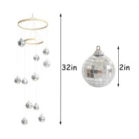 Rodudu Disco Ball Mobile Spiral Spinner Ball 32 Inch Height With Bamboo Circle For Indoor Outdoor Yard Garden Patio Home Decoration And Party Weding Festival Birthday