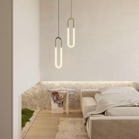 Led Modern Chandelier Lamp, Nordic Iron Metal Pendant Lights Creative U-Shaped Tube Modern Chandelier Adjustable Hanging Led Ceiling Hanging Lamp For Bedroom Living Room Dining Room Study Lighting Lig