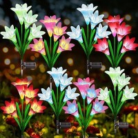 Solar Garden Lights Outdoor Decorative 2024 Upgraded Solar Outdoor Lights With 32 Bright Bigger Lily Flowers Waterproof Outd