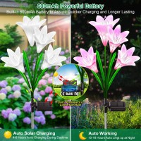 Solar Garden Lights Outdoor Decorative 2024 Upgraded Solar Outdoor Lights With 16 Bright Bigger Lily Flowers Waterproof Outd