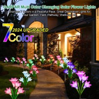 Solar Garden Lights Outdoor Decorative 2024 Upgraded Solar Outdoor Lights With 16 Bright Bigger Lily Flowers Waterproof Outd