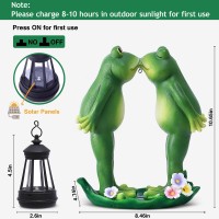 Vereemy Kiss Frogs Statue For Garden Decor Solar Lantern Led Outdoor Decoration Figurines For Porch Patio,Yard,Lawn - Frog Gifts Sculptures For Women Mom Grandma Anniversary Couple Wife (Kiss Frog)