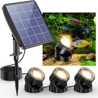 Poposoap Solar Pond Lights 3In1 Warm White Underwater Pond Lights Ip68 Waterproof Led Landscape Spotlights For For Pond Gar