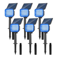 Crepow Solar Spot Lights Outdoor Blue Solar Lights Outdoor Waterproof Ip65 Adjustable Panel Solar Landscape Spotlights For Tre