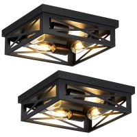 Skejao Black Flush Mount Ceiling Light Fixture 4Light Square Hallway Light Fixtures Ceiling Light Fixtures Ceiling Mount For Fa