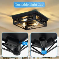 Skejao Black Flush Mount Ceiling Light Fixture 4Light Square Hallway Light Fixtures Ceiling Light Fixtures Ceiling Mount For Fa