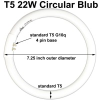 Chkadawa 22W T5 Fluorescent Round Tube, 7.25 Inch Fcl T5 Type 22 Watts Circular Light Bulbs 6400K 120V, Replacement Circline Bulb For Floxite/Zadro/Rialto Makeup Mirror, Daylight Dl