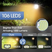 Airmee Solar Outdoor Lights 106 Leds Bright Spot Lights Outdoor Ip68 Waterproof 1000 Lumen Auto Onoff Solar Landscape Lights