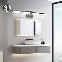 Myth Realm Led Modern Bathroom Light Fixtures Over Mirror 4Light Dimmable Vanity Lights Matte Black Acrylic Bathroom Vanity L