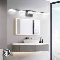 Myth Realm Led Modern Bathroom Light Fixtures Over Mirror 5Light Dimmable Vanity Lights Matte Black Acrylic Bathroom Vanity L