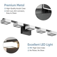 Myth Realm Led Modern Bathroom Light Fixtures Over Mirror 5Light Dimmable Vanity Lights Matte Black Acrylic Bathroom Vanity L