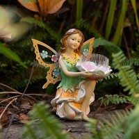 Suyorpe Garden Fairy Decor Solar Outdoor Statues Fairy Garden Accessories Fairy Figurine For Outside Garden Gifts Resin Orname