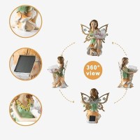 Suyorpe Garden Fairy Decor Solar Outdoor Statues Fairy Garden Accessories Fairy Figurine For Outside Garden Gifts Resin Orname