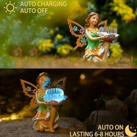 Suyorpe Garden Fairy Decor Solar Outdoor Statues Fairy Garden Accessories Fairy Figurine For Outside Garden Gifts Resin Orname