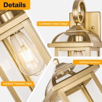 Roravilila 2Pack 18 Gold Light Fixtures Outdoor Wall Lights Exterior Lanterns Brass Porch Lights Outside Antirust Aluminum