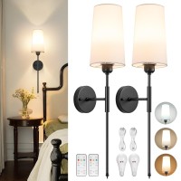 Battery Operated Wall Sconce Set Of 2 Rechargeable Wall Sconce With Remote Dimmable Wireless Battery Powered Wall Lamp Decor Fi