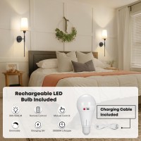 Battery Operated Wall Sconce Set Of 2 Rechargeable Wall Sconce With Remote Dimmable Wireless Battery Powered Wall Lamp Decor Fi