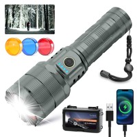 Tecbott Rechargeable Flashlights 900000 High Lumens Super Bright Led Flashlight High Powered Tactical Flashlights Zoomable 5 Mod