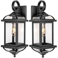 Roravilila 18 2Pack Black Porch Lights Outdoor Light Fixtures Antirust Aluminum Exterior Light Fixtures With Clear Glass W