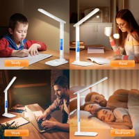 Mubarek Led Desk Lamp Adjustable Bright Table Lamp With Clock Desk Lamps For Home Office With Usb Charging Port Dimmable Led