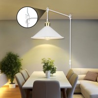 Lyoowng Plug In Pendant Light, Bigger Hanging Lights With Plug In Cord On/Off Switch, 13Ft Industrial Plug In Hanging Light, Vintage Pendant Light Fixture, White