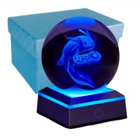 3D Axolotl Crystal Ball Night Light Upgraded 315 Inch Glass Ball Gamepad Axolotl Lamp With Led Base Birthday Holiday Xmas Gif