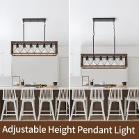 Keesfu 6Light Dining Room Light Chandelie Farmhouse Pendant Light Adjustable Height Kitchen Light Rustic Linear Chandelier Fo