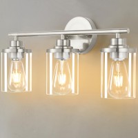 Porphyions 20 Midcentury Modern Brushed Nickel 3Light Vanity Light For Bathroom Wall Sconce