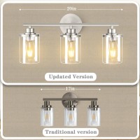 Porphyions 20 Midcentury Modern Brushed Nickel 3Light Vanity Light For Bathroom Wall Sconce