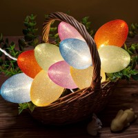 Sunsgne Easter Egg String Lights Easter Tree Lights, 8.5Ft Easter Decorative Lights Easter Egg Ornaments With 10 Clear Colorful Fairy Lights For Outdoor Bedroom Party Holiday Home Tree Decoration