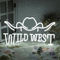 Lmsignly Wild West Hat Neon Sign White Led Neon Light Sign For Wall Decor Cowboy Hat Neon Signs Usb Dimmable Cowgirl Neon Si