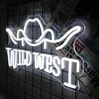 Lmsignly Wild West Hat Neon Sign White Led Neon Light Sign For Wall Decor Cowboy Hat Neon Signs Usb Dimmable Cowgirl Neon Si